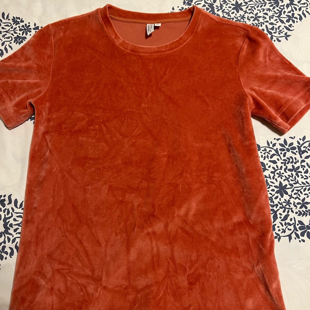 Pink Velour T Shirt - S
